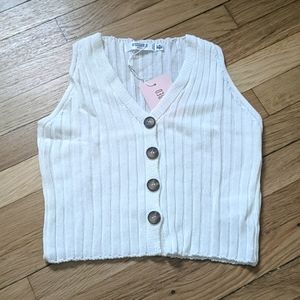 Ribbed Knit Cream Top by Missguided